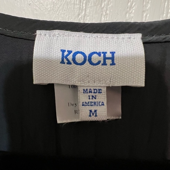 Koch Gray Long Sleeve Pull Over Top Made in the USA 100% Cotton Size Medium - Picture 4 of 4